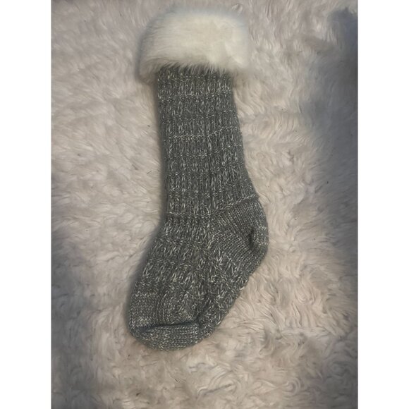 Artic Holiday Knit Christmas Stocking with Faux Pearls and Fur Trim - Picture 5 of 9